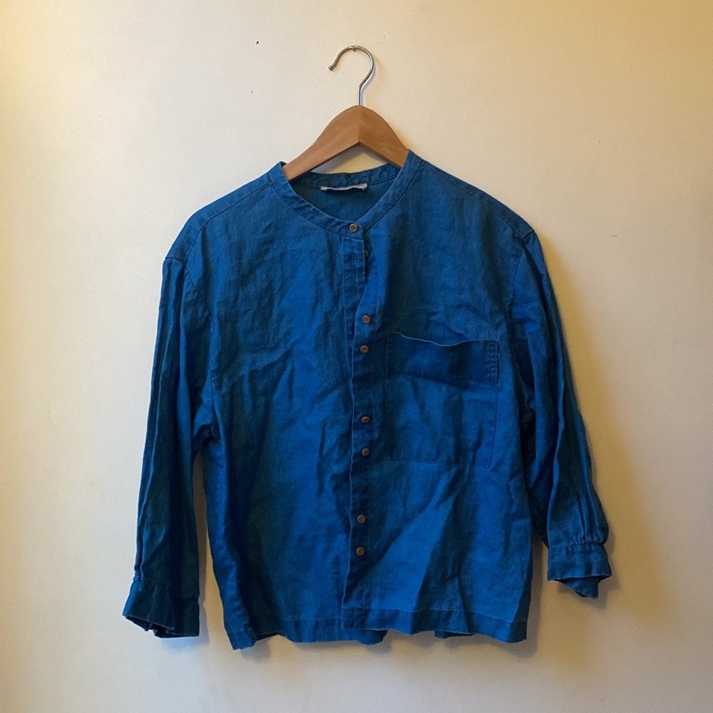 Everlane linen oversized collarless shirt